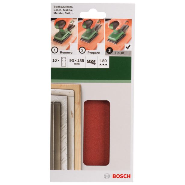 SAMOPRITDILNI BRUSNI LIST BOSCH 10-DELNI SET C430 RDEČ 93X185 MM K180 8 LUKENJ