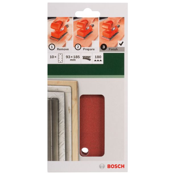 SAMOPRITDILNI BRUSNI LIST BOSCH 10-DELNI SET C430 RDEČ 93X185 MM K180 8 LUKENJ