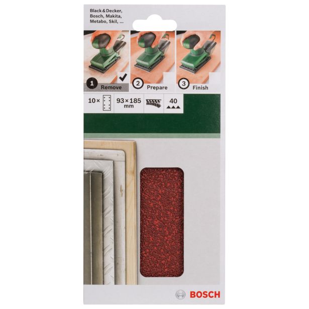SAMOPRITDILNI BRUSNI LIST BOSCH 10-DELNI SET C430 RDEČ 93X185 MM K40 8 LUKENJ