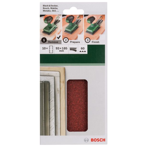 SAMOPRITDILNI BRUSNI LIST BOSCH 10-DELNI SET C430 RDEČ 93X185 MM K60 8 LUKENJ