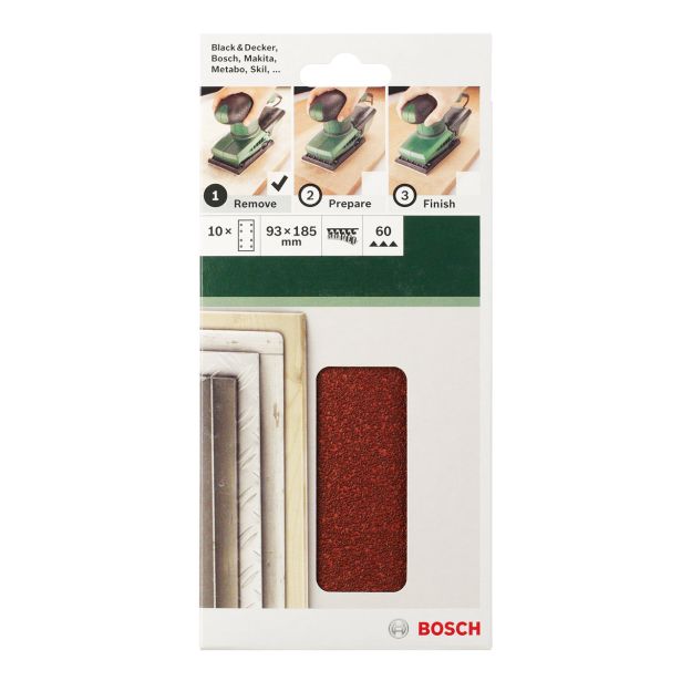 SAMOPRITDILNI BRUSNI LIST BOSCH 10-DELNI SET C430 RDEČ 93X185 MM K60 8 LUKENJ