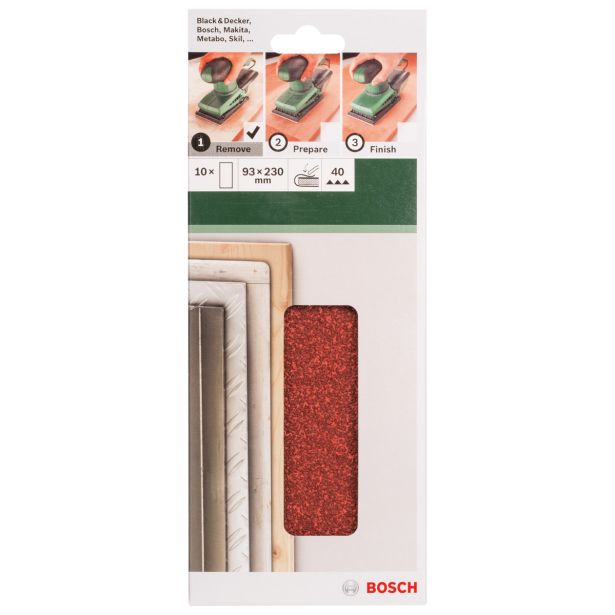 SAMOPRITDILNI BRUSNI LIST BOSCH 10-DELNI SET C430 RDEČ 93X230 MM G40 8 LUKENJ