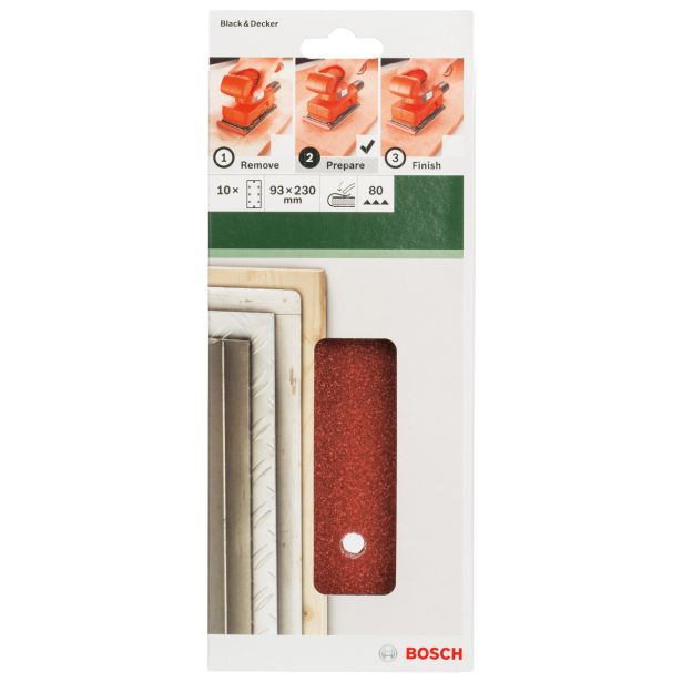 SAMOPRITDILNI BRUSNI LIST BOSCH 10-DELNI SET C430 RDEČ 93X230 MM G80 8 LUKENJ