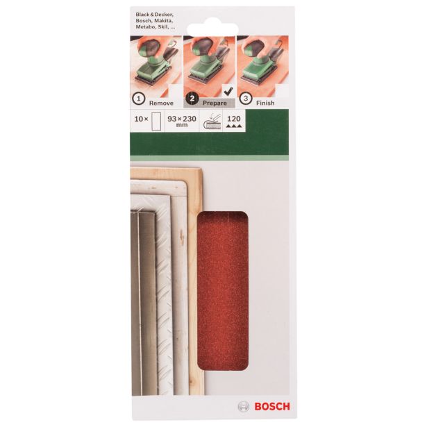 SAMOPRITDILNI BRUSNI LIST BOSCH 10-DELNI SET C430 RDEČ 93X230MM G120 BREZ LUKENJ