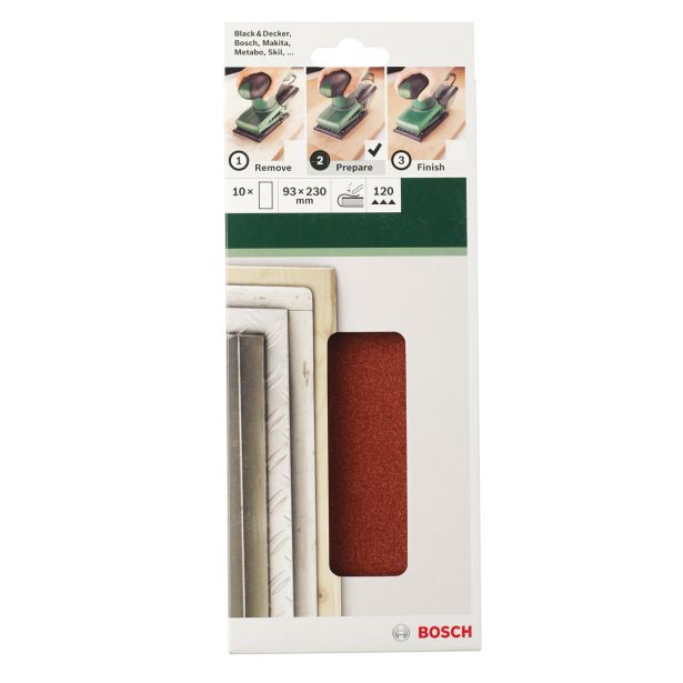 SAMOPRITDILNI BRUSNI LIST BOSCH 10-DELNI SET C430 RDEČ 93X230MM G120 BREZ LUKENJ