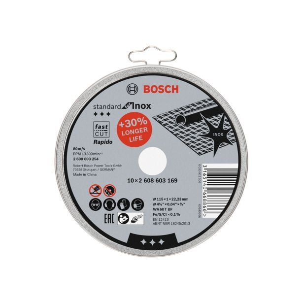 REZALNA PLOŠČA ZA RF BOSCH 10-DELNI SET V PLOČEVNIKI 115X1X22.23 MM