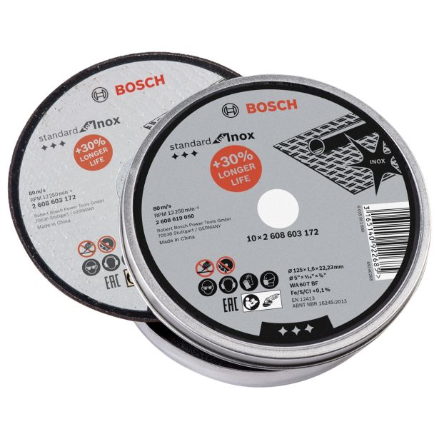 REZALNA PLOŠČA ZA RF BOSCH 10-DELNI SET V PLOČEVNIKI 125X1.6X22.23 MM