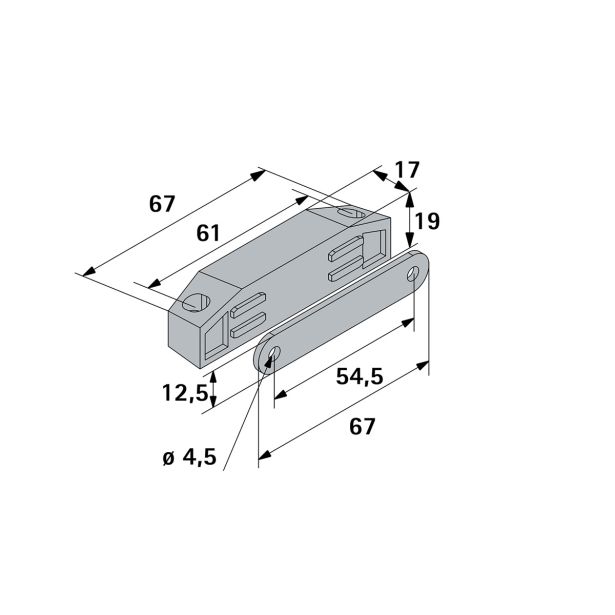 MAGNETNI ZASKOČNIK HETTICH DIY 75X19X17 MM, 10 KG, BELA, V ZAVOJU STA 2 KOS