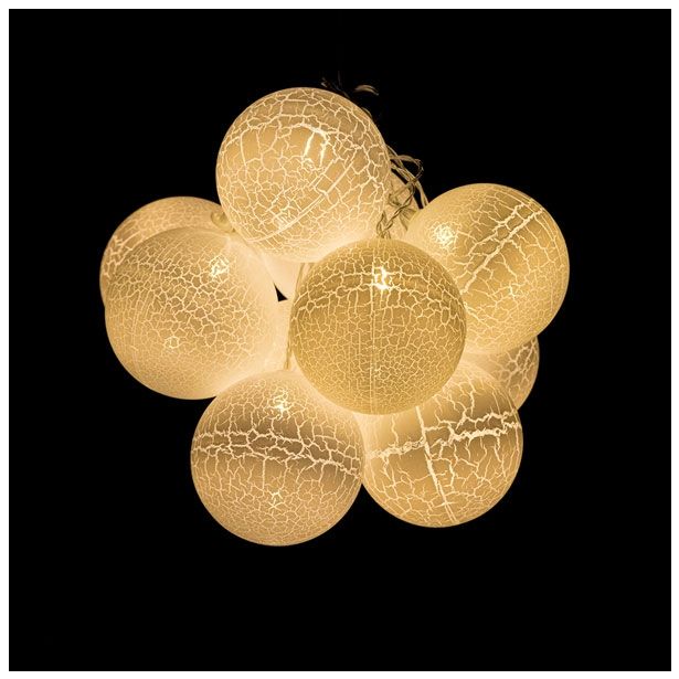 LUČKE MQ 10 LED KROGLE TOPLO BELE FI 8 CM BATERIJSKE