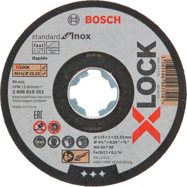 REZALNA PLOŠČA ZA RF BOSCH 10-DELNI SET 115X1X22.23 MM X-LOCK WA 60 T BF