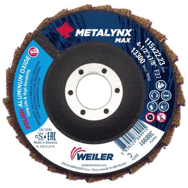 LAMELNI BRUSNI DISK POŠ. METALYNX 115X22.23 MM KOPRENA GROBA ZA POLIRANJE INOXA