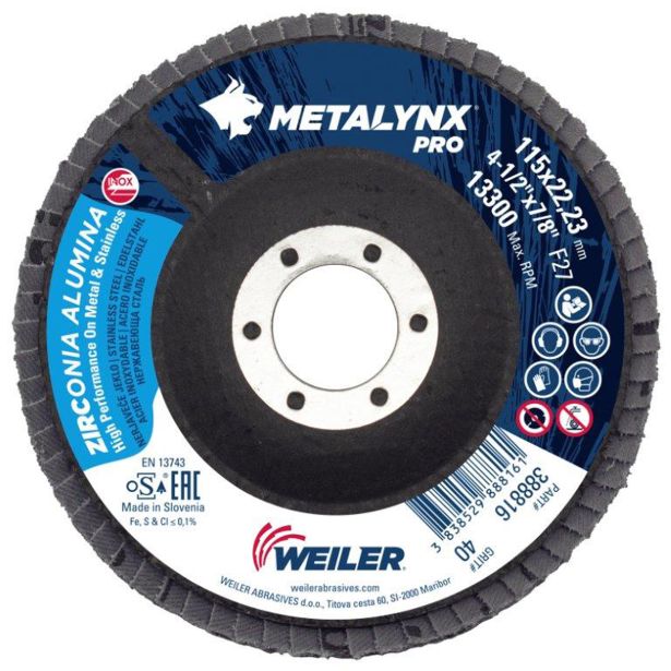 RAVNI BRUSNI LAMELNI DISK METALYNX 115X22.23 MM Z40 ZA INOX