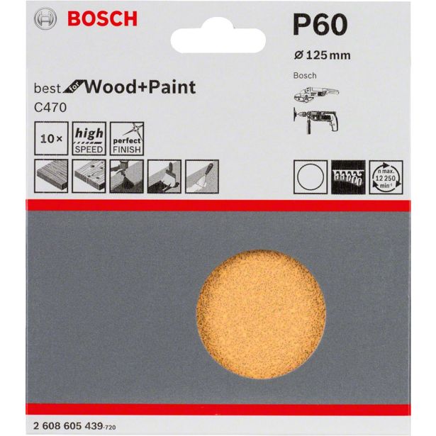 10-DELNI SET SAMOPRITRDILNIH BRUSNIH DISKOV BOSCH 125 MM BREZ LUKENJ K60 RUMENI ZA LES