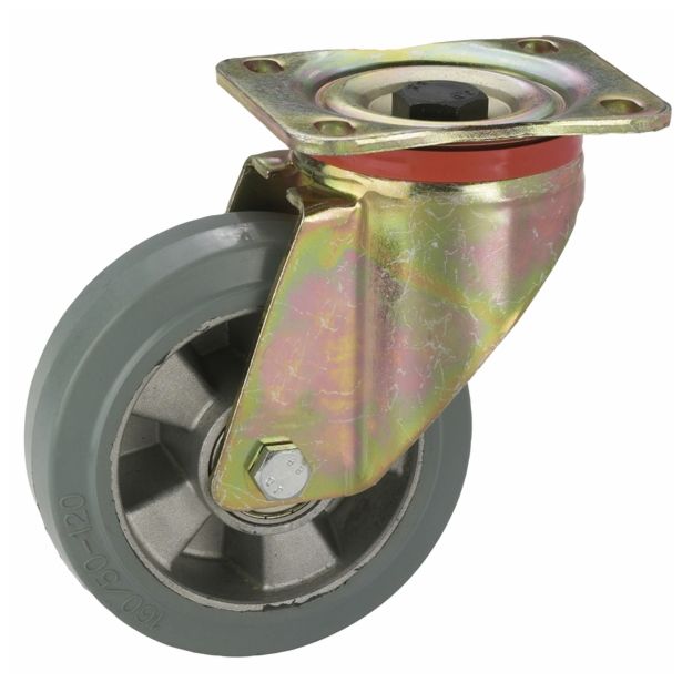 KOLO Z GIBLJIVO VILICO DÖRNER + HELMER 125X50MM PLOŠČA 140X110MM ALU PLATIŠČE, GUMA 230 KG