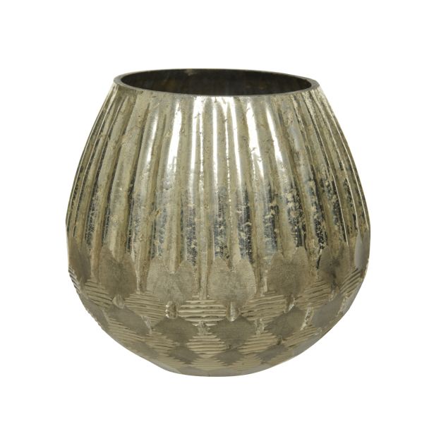 SVEČNIK 13 CM, STEKLEN, ŠAMPANJC