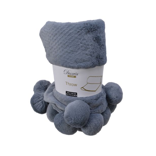 DEKORATIVNA ODEJA 130X150 CM, S COFKI SIVO-MODRA