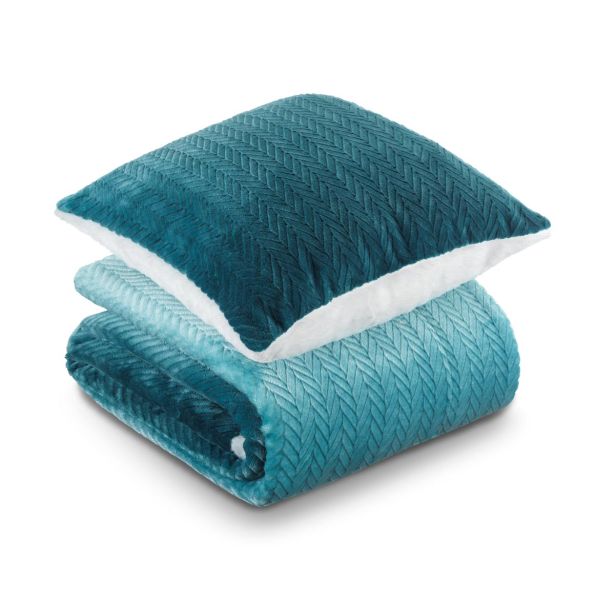 DEKORATIVNA ODEJA DORMEO 130X190 IN VZGLAVNIK ZELENA WARM HUG