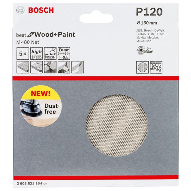 BRUSNA MREŽA BOSCH 150MM G120 M480 ZA LES, LAK, OMET
