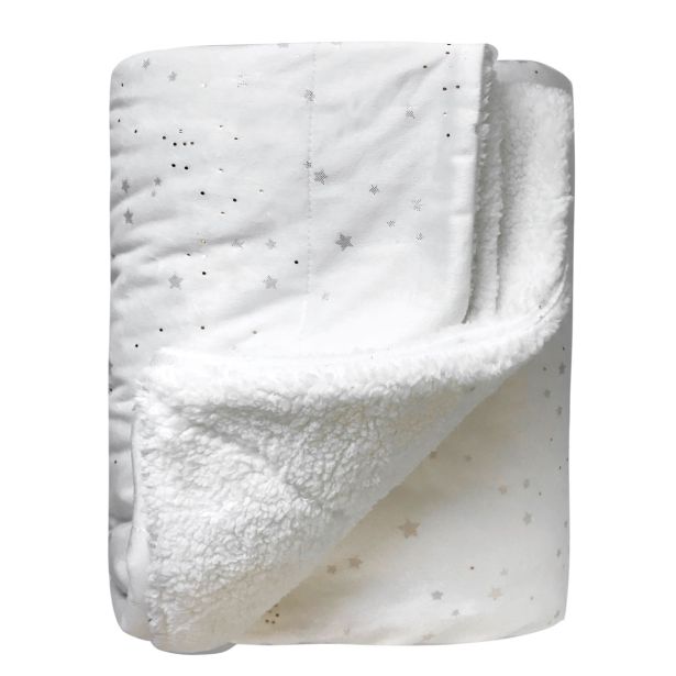 DEKORATIVNA ODEJA SIRETESSILE 150X200 CM Z ZVEZDICAMI BELA/ČRNA