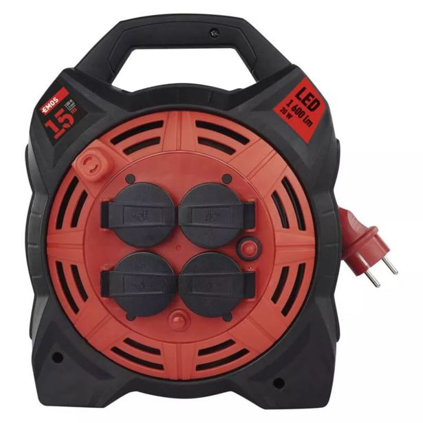 ROLETA - PVC VODNIK EMOS 15M H07RN-F 3X1.5 4XVTIČ. Z LED REF.20W, 1600LM