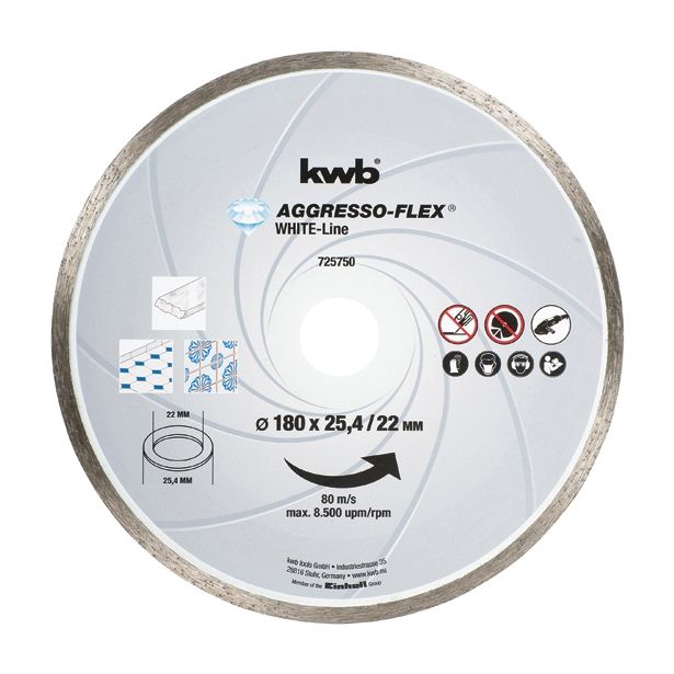 DIAMANTNA REZALNA PLOŠČA KWB 178X25.4/22X5XX2.2 MM MARMOR, KERAMIKA,LEHNJAK