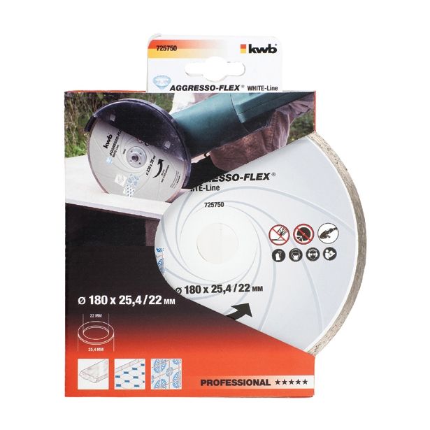 DIAMANTNA REZALNA PLOŠČA KWB 178X25.4/22X5XX2.2 MM MARMOR, KERAMIKA,LEHNJAK