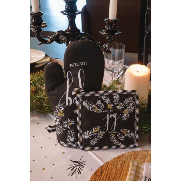 PRIJEMALKA SIRETESSILE 17X17 CM IN ROKAVICA 18X30CM ČRN/RDEČ/BEL