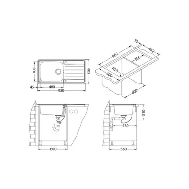 PVC SIFON ZA KORITO ALVEUS 1XSP BREZ GRLA