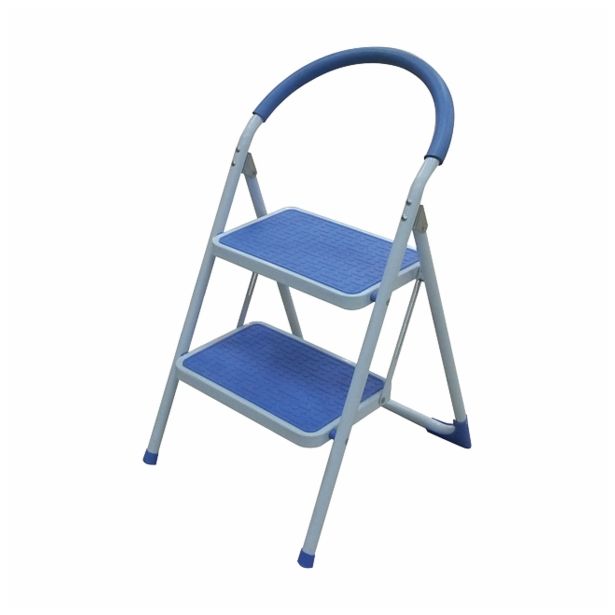 KOVINSKA PROSTOSTOJEČA LESTEV MQ 2 STOPNIČNA, MODRA/SIVA PVC OBLOGA