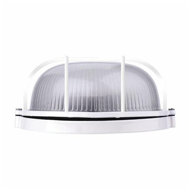 OKROGLA LED LADIJSKA SVETILKA 6W LED DL V BELI BARVI S KOVINSKO MREŽO