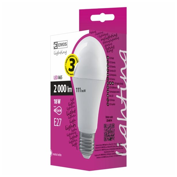 LED ŽARNICA E27 EMOS 220-240V A60 17W/NW LED 300PREMIUM