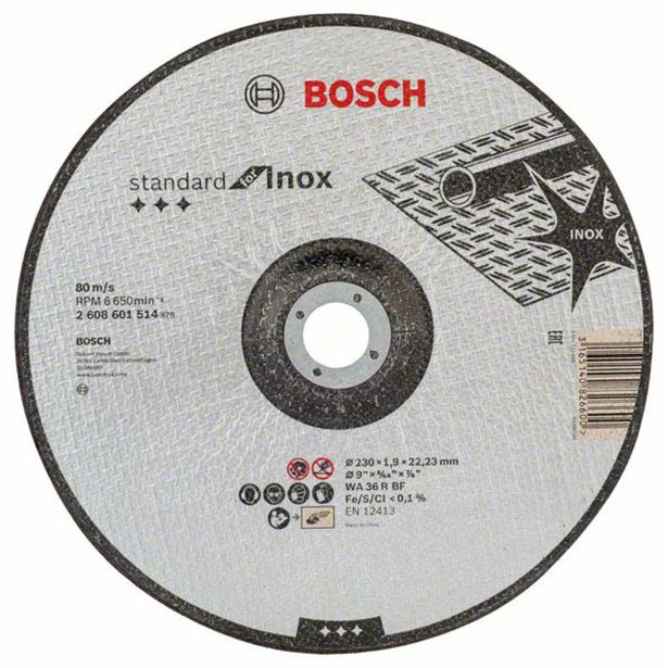REZALNA PLOŠČA ZA RF BOSCH 230X1.9X22.23 MM WA 36 R BF KOLENASTA