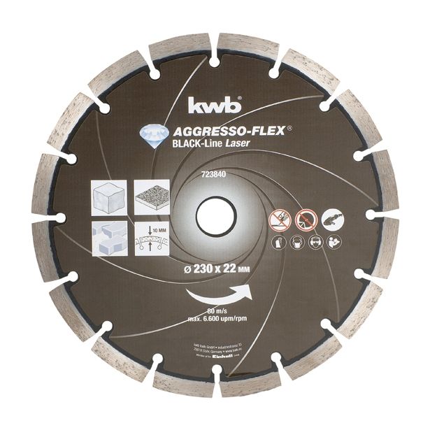 DIAMANTNA REZALNA PLOŠČA KWB 230X22X7X2.4 MM GRANIT, TRDI BETON, KAMEN
