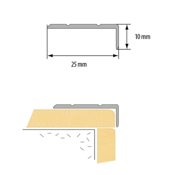 STOPNIŠČNI ALU PROFIL CEZAR 25X10MM 1M ZLAT SAMOLEPILNI
