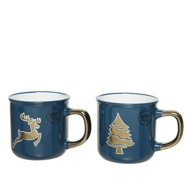 SKODELICA / LONČEK DECORIS 300 ML, JELEN/JELKA MODRE BARVE, SORT