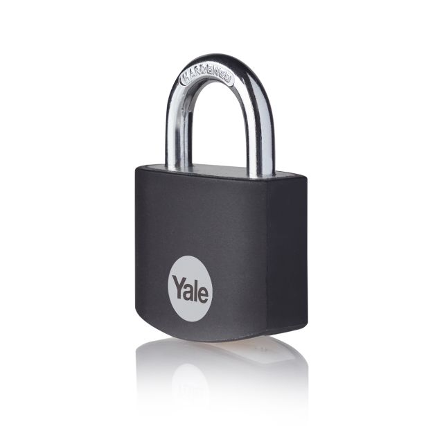 CILINDRIČNA OBEŠANKA 32 MM, ALU-ČRNA, YALE STANDARD S 3 KLJUČI, V SKLADU Z EN 12320:2012 - VARNOSTNI RAZRED 1