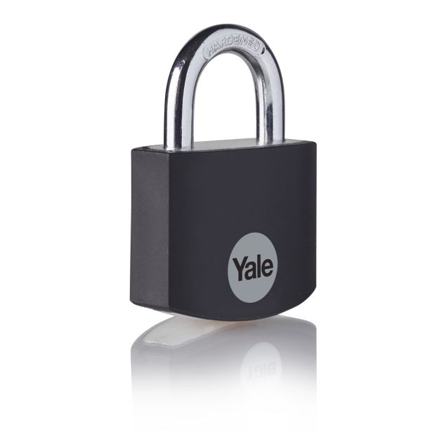 CILINDRIČNA OBEŠANKA 32 MM, ALU-ČRNA, YALE STANDARD S 3 KLJUČI, V SKLADU Z EN 12320:2012 - VARNOSTNI RAZRED 1