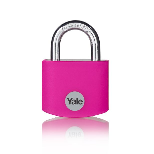 CILINDRIČNA OBEŠANKA 32 MM, ALU-ROZA, YALE STANDARD S3 KLJUČI, V SKLADU Z EN 12320:2012 - VARNOSTNI RAZRED 1