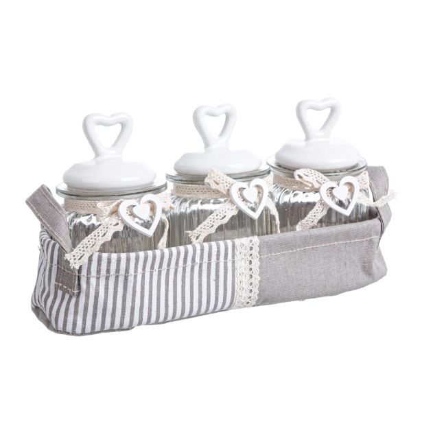 NAMENSKA DOZA BIZZOTTO 3/1 V BLAGU, STEKLENE KERAMIČNI POKROV SRČKI