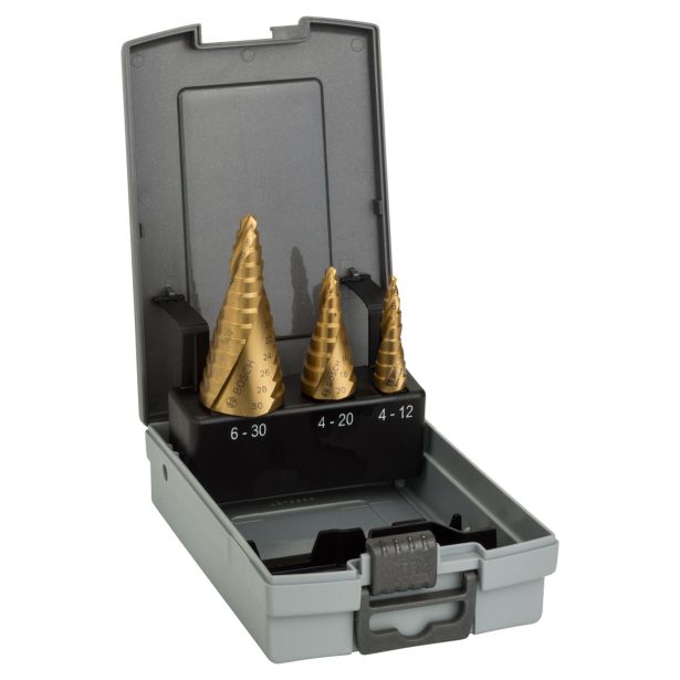 STOPENJSKI SVEDER HSS BOSCH 4-12/4-20/6-30 MM HSS-TIN 3-DELNI KOMPLET