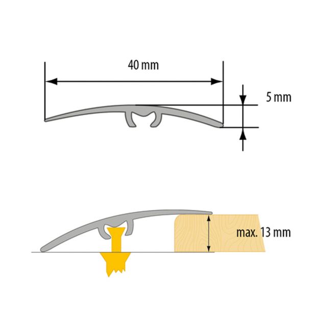 NIVOJSKI ALU PROFIL CEZAR 40MM 0.9M ZLAT LW40