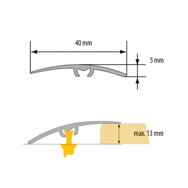 NIVOJSKI ALU PROFIL CEZAR 40MM 2.5M SREBRN