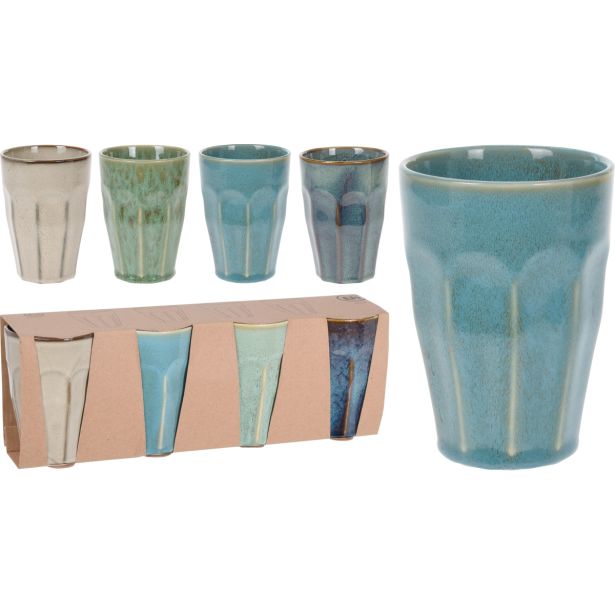 SET SKODELIC IN LONČKOV EH 4 DELNI 300 ML RAZLIČNE BARVE PORCELAN