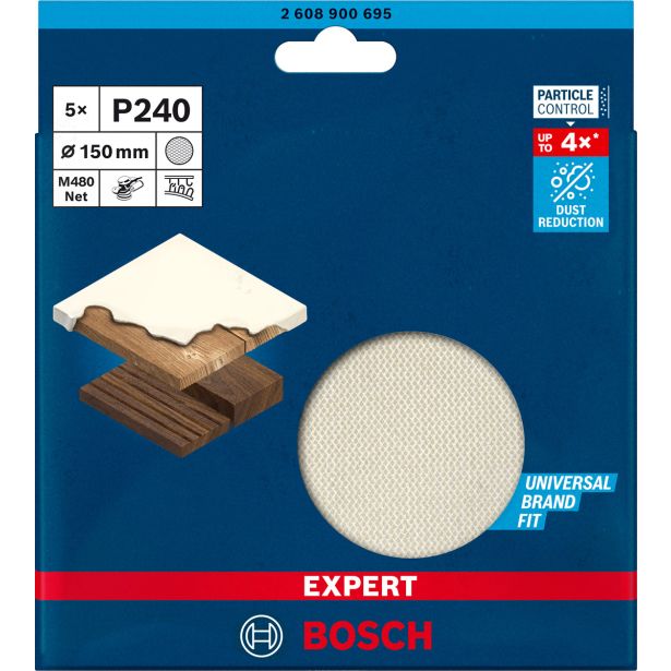 5-DELNI KOMPLET BRUSNIH MREŽ ZA EKSCENTRIČNE BRUSILNIKE EXPERT M480, 150 MM, G 240