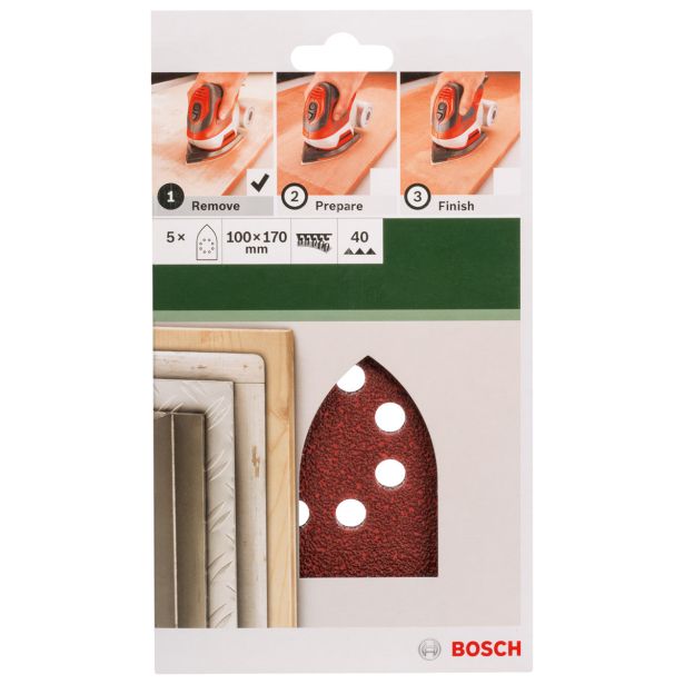 DELTA/VEČNAM BRUSNI LIST BOSCH 5-DELNI SET C430 RDEČ 100X171 MM K40 8 LUKENJ