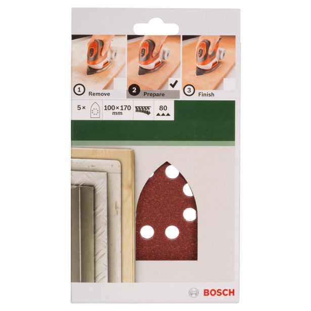 DELTA/VEČNAM BRUSNI LIST BOSCH 5-DELNI SET C430 RDEČ 100X171 MM K80 8 LUKENJ