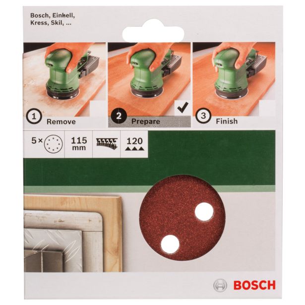 SAMOPRITRILNI BRUSNI DISK BOSCH 5-DELNI SET C430 RDEČ 115MM K120 8 LUKENJ