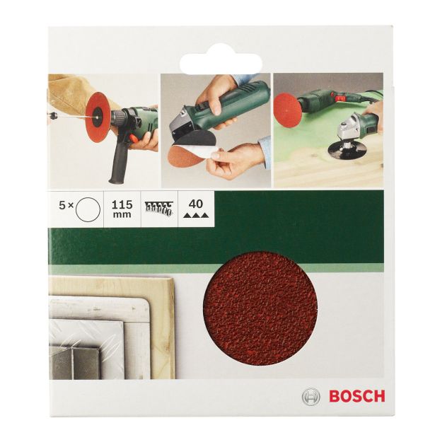 SAMOPRITRILNI BRUSNI DISK BOSCH 5-DELNI SET C430 RDEČ 115MM K40 BREZ LUKENJ