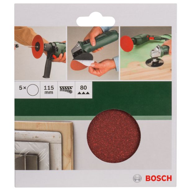 SAMOPRITRILNI BRUSNI DISK BOSCH 5-DELNI SET C430 RDEČ 115MM K80 BREZ LUKENJ