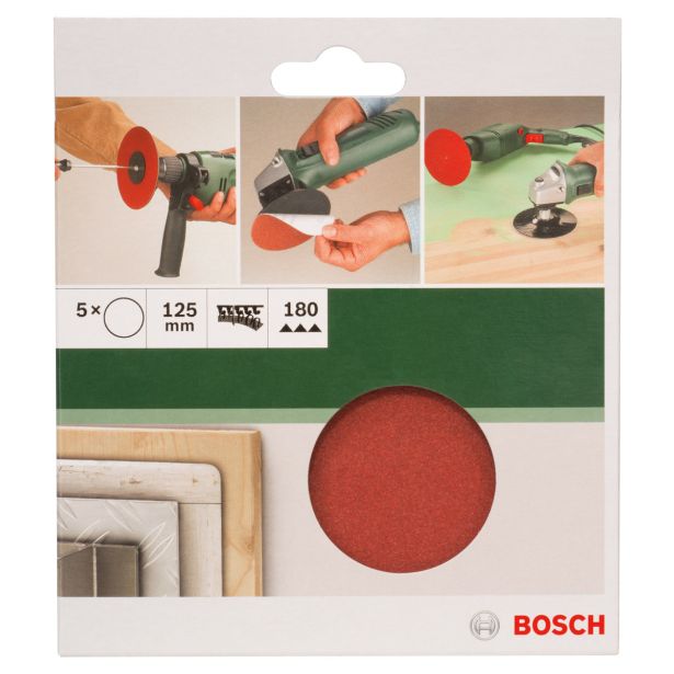 SAMOPRITRILNI BRUSNI DISK BOSCH 5-DELNI SET C430 RDEČ 125MM K180 BREZ LUKENJ